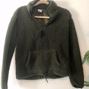 Olive Green Sherpa Pullover